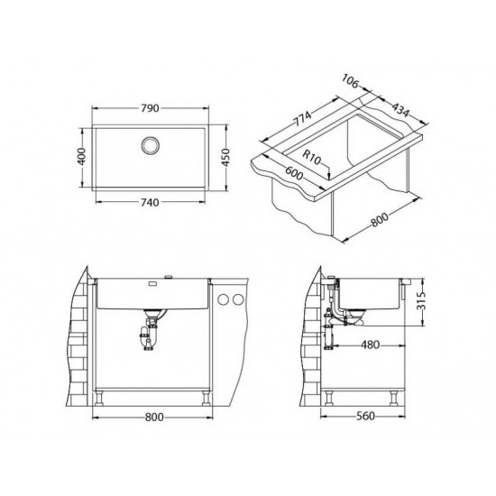 ALVEUS QUADRIX 60 BRS-90 790X450X 200  нерж.сталь