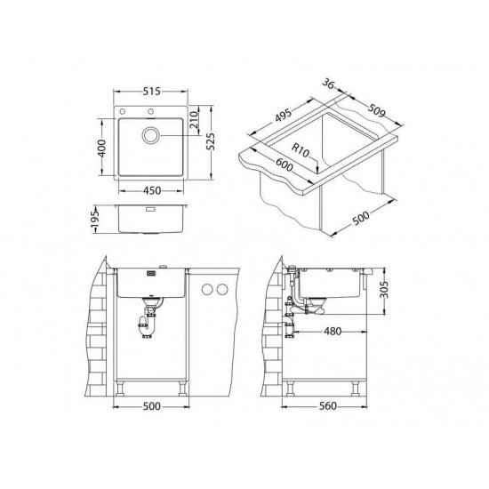 ALVEUS PURE 30 KMB-90 515X525 1X  нерж.сталь