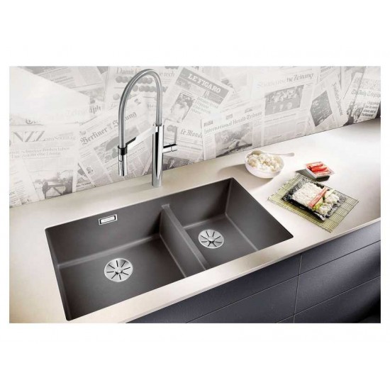 Blanco SUBLINE 480/320-U SILGRANIT PuraDur  черный c отв.арм. InFino