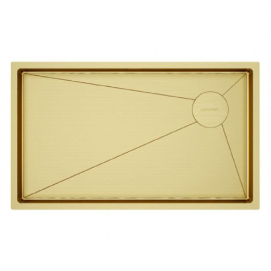 Мойка для кухни Paulmark Next-Skew 74 см брашированное золото PM887444-BG