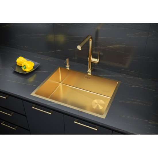 Мойка для кухни Paulmark Next-Skew 58 см брашированное золото PM885844-BG