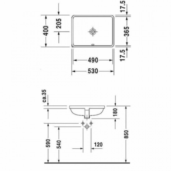 Раковина Duravit Starck 3 53 см встраиваемая без покрытия 0305490000