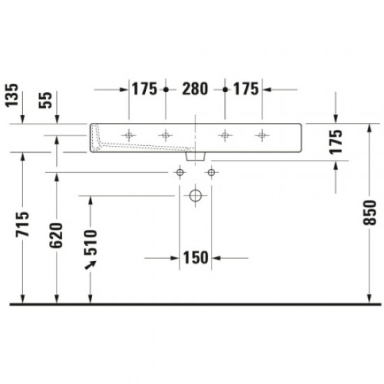Раковина Duravit Vero 100 см белая 0454100000