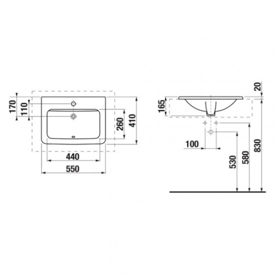 Раковина встраиваемая сверху Jika Cubito 8174220001041