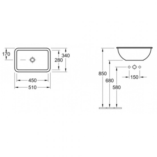 Раковина встраиваемая Villeroy & Boch Loop & Friends 614510  см