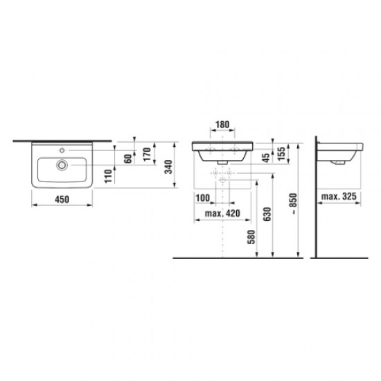 Раковина c отверстием для смесителя Jika Cubito 8114220001041