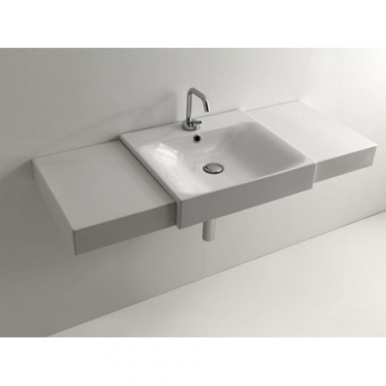 Раковина полувстраиваемая, с одним отверстием под смеситель, цвет белый Kerasan Cento 3548bi*1 354801*1