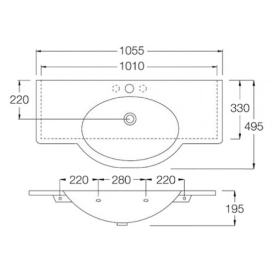 Раковина Hatria Sophie YU9001 105х50 см