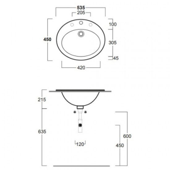Раковина встраиваемая Simas Lavabi d’arredo Desmo S 52