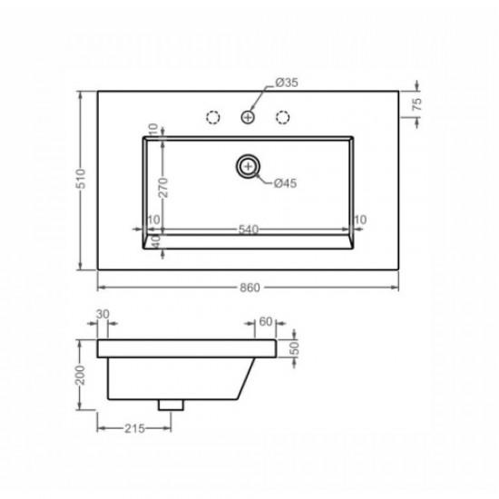 Раковина накладная ArtCeram Gap 86 GPL003