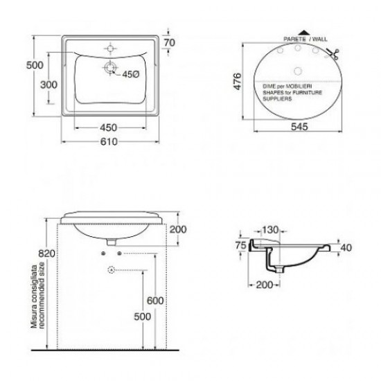 Раковина накладная Azzurra Guinone GIU700M/ALZA GIU700M/ALZA bi*1