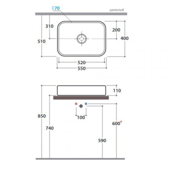 Раковина накладная Globo Free LAR55