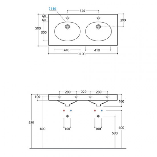 Раковина двойная Globo Bowl+ BP110
