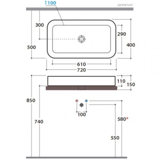 Раковина накладная Globo Stone SS024