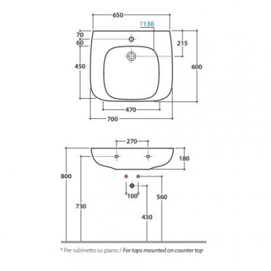 Раковина для инвалидов Globo Argento GEA70