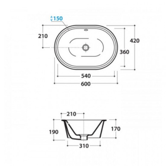 Раковина встраиваемая Globo Vulci VA082
