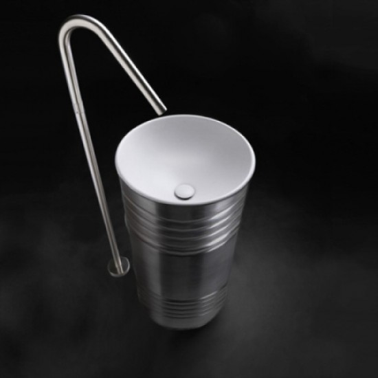 Раковина напольная Kerasan Artwork Barrel белая/серебро 4742K86