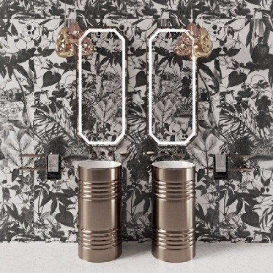 Раковина напольная Kerasan Artwork Barrel белый/платина 474344 Bianco-platino *0