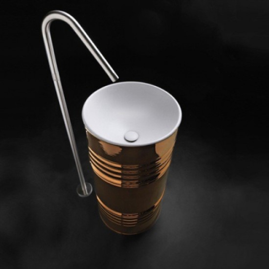 Раковина напольная Kerasan Artwork Barrel белая/бронза 474387 Bianco-bronzo*0