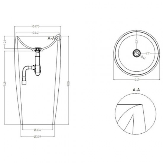 Раковина напольная Salini Alda 03 покраска по RAL полностью 130321MF