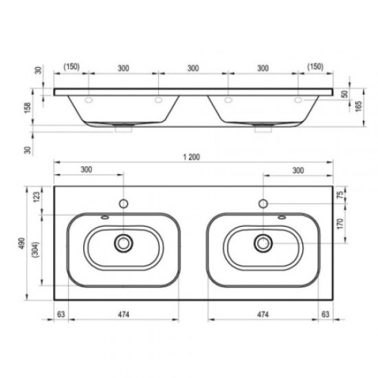 Раковина Jacob Delafon Terrace 120 см белая XB102K-00