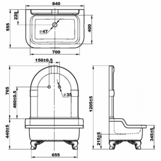 Раковина напольная Migliore Olivia Zampa бронза/белый 26269