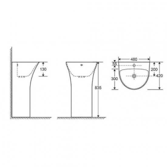 Раковина напольная Ceramalux N черная матовая G-307G
