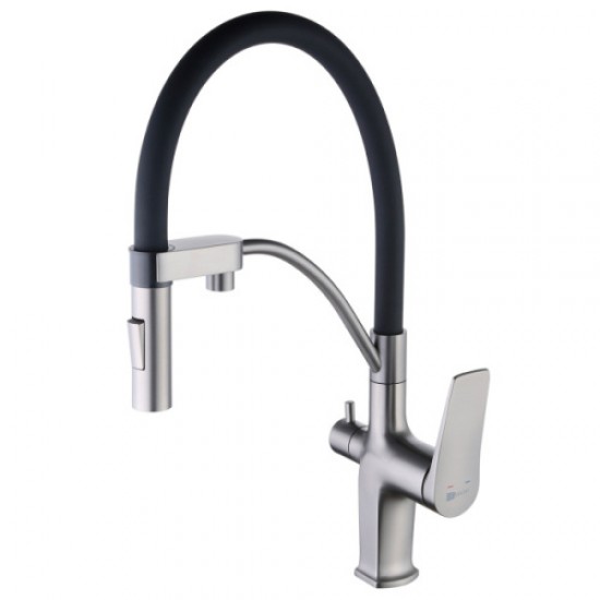 Смеситель для питьевой воды Lemark Bronx с гибким изливом графит LM3761GM Hanex