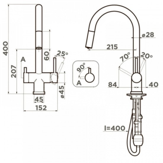 Смеситель для питьевой воды Omoikiri Akita-S LG светлое золото 4994350 Hanex
