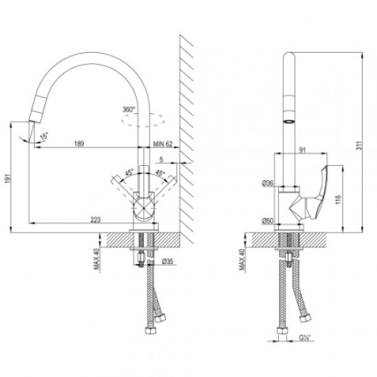 Смеситель для кухни Lemark Plus Strike хром LM1105C Hanex