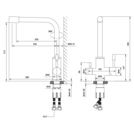 Смеситель для питьевой воды Lemark Expert сатин LM5060S Hanex