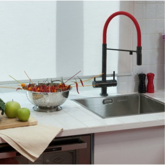 Смеситель для питьевой воды Omoikiri Kanto PVD-GM вороненая сталь/красный 4994013 Hanex