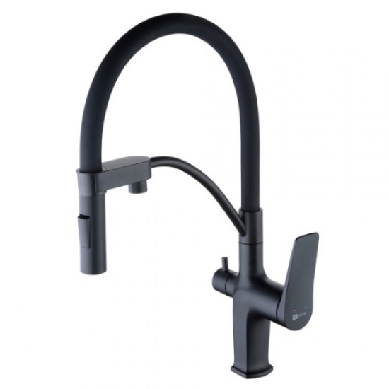 Смеситель для питьевой воды Lemark Bronx с гибким изливом черный LM3761BL Hanex