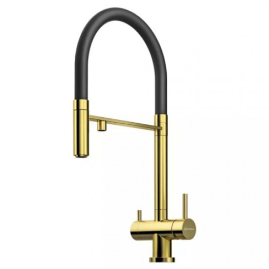 Смеситель для питьевой воды Omoikiri Kanto PVD-LG светлое золото/черный 4994014 Hanex