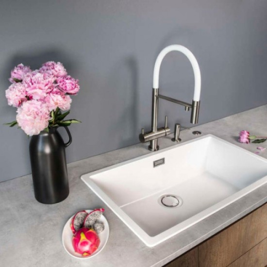 Смеситель для питьевой воды Omoikiri Kanto BN-WH с гибким изливом нержавеющая сталь/белый 4994298 Hanex