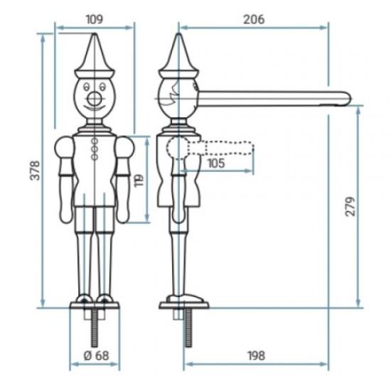 Смеситель для кухни Emmevi Pinocchio 1887 Hanex