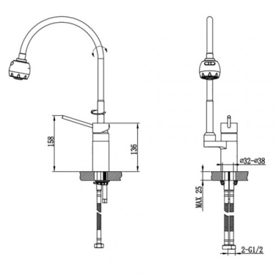 Смеситель для кухни Timo Saona 2308F Hanex