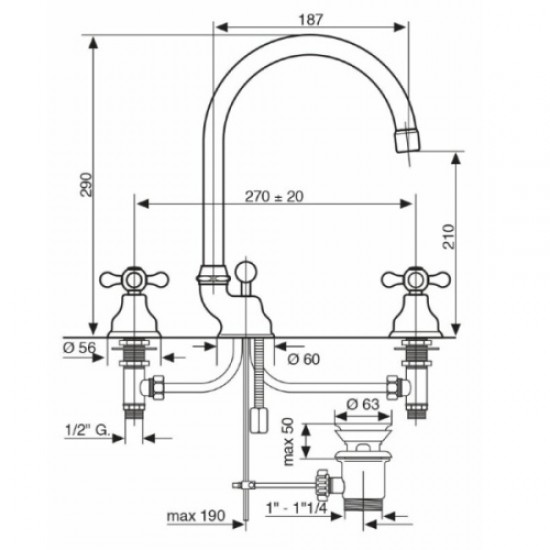 Смеситель для раковины Emmevi Deco Classic 12043 Hanex