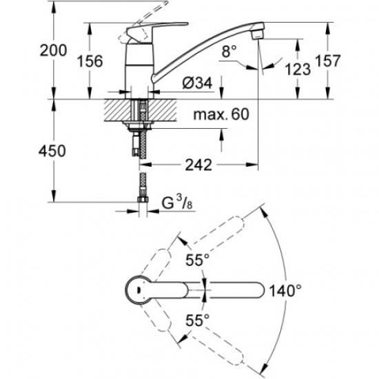 Смеситель для кухни Grohe Eurostyle Cosmopolitan 33977002 Hanex