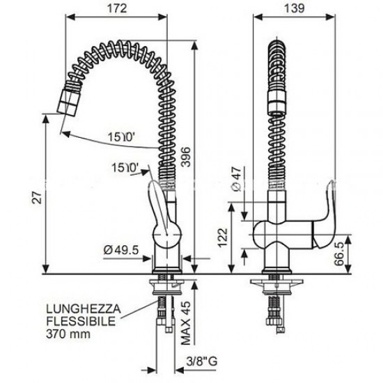 Смеситель для кухни Emmevi Neco 91510 CR91510 Hanex