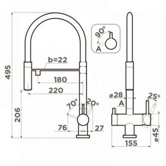 Смеситель для питьевой воды Omoikiri Kanto AZ azur blue 4994425 Hanex