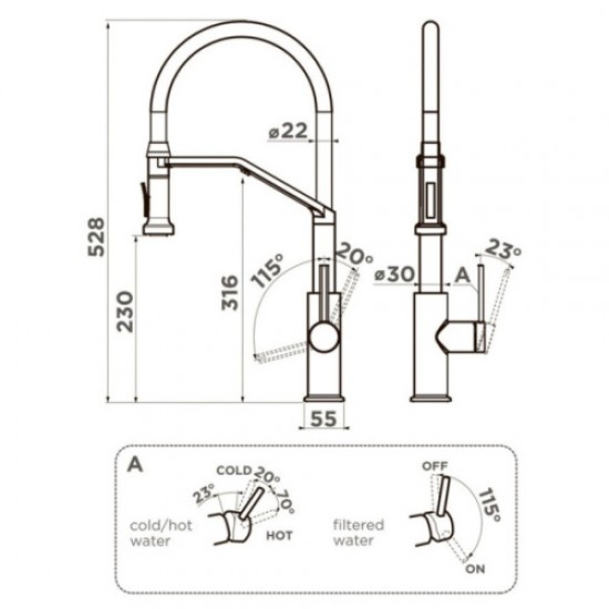 Смеситель для питьевой воды Omoikiri Makkari 2 Plus-SB C-BL хром/черный 4994493 Hanex