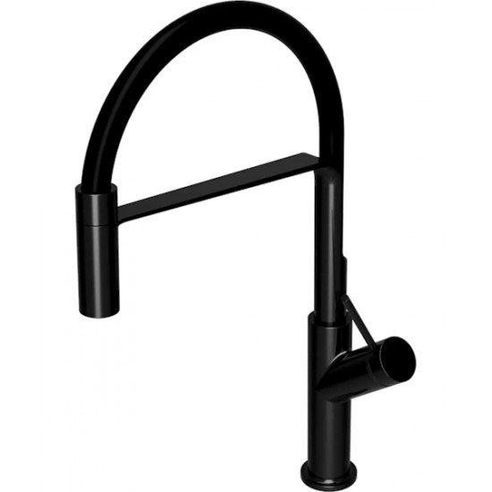 Смеситель для кухни Omnires Vita с поворотным выдвижным изливом черный VI6350BLBL
