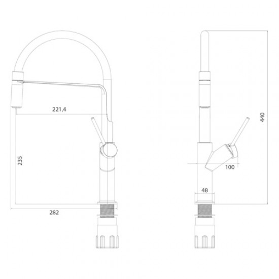 Смеситель для кухни Omnires Vita с поворотным выдвижным изливом черный VI6350BLBL