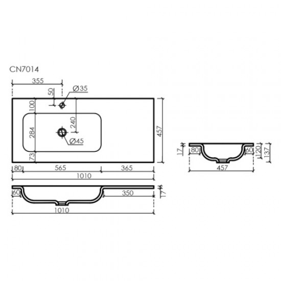 Раковина Sancos Element 101 см чаша слева CN7014 Hanex