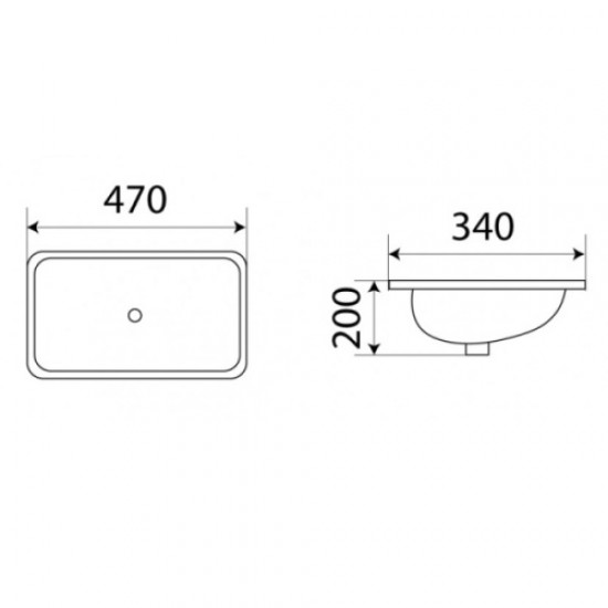 Раковина Ceramalux N 47 см прямоугольная 540N Hanex