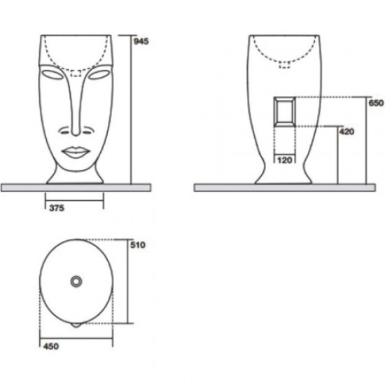 Раковина напольная Kerasan Artwork Moloco белая 474001 Hanex