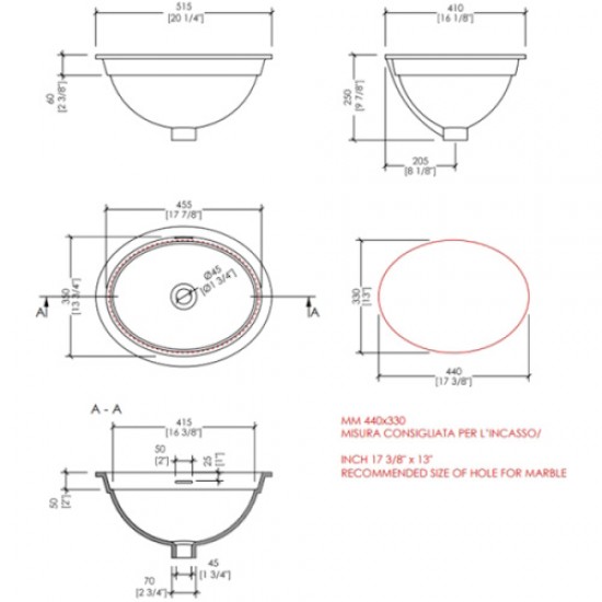 Раковина Devon & Devon Rose 50 см встраиваемая IBLROSE/ST Hanex