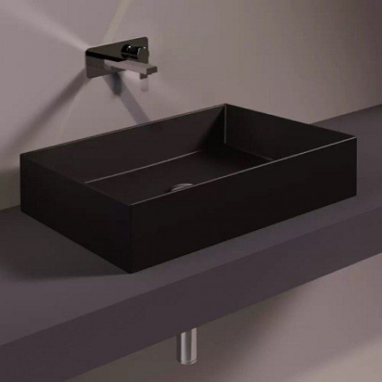 Раковина Simas Agile 60 см без отверстий под смеситель, черный матовый AG60 nero matt Hanex
