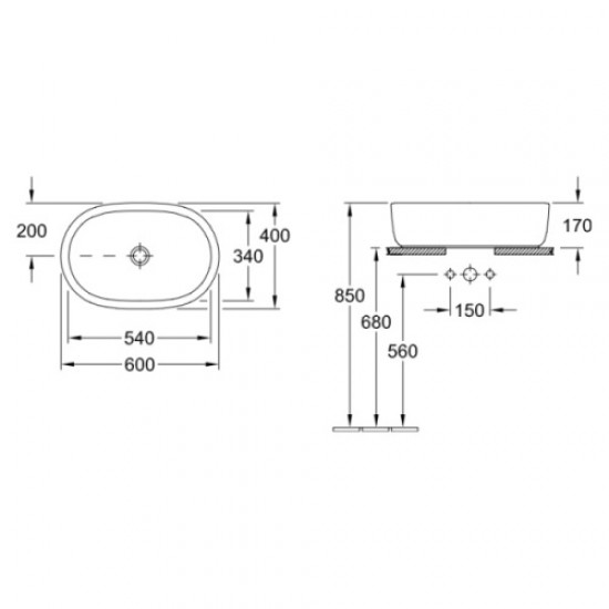 Раковина Villeroy & Boch Architectura 41266 60 см накладная Hanex